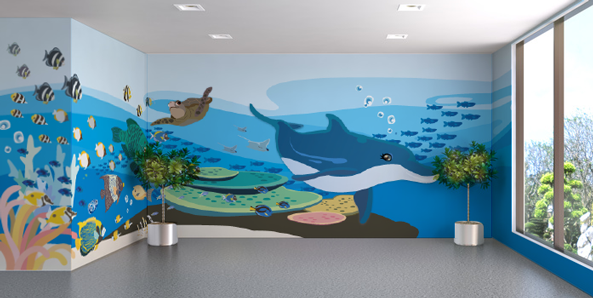 水族館の様な海の壁紙イラスト調