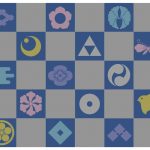 家紋が散りばめられた格子模様