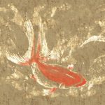 金魚を描いた和モダンのデザイン壁紙