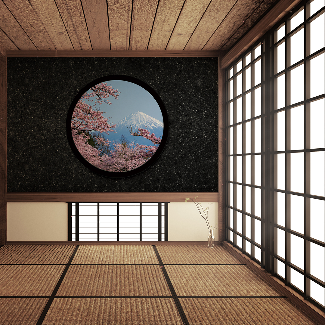 日本の四季を写す小窓のデザイン壁紙